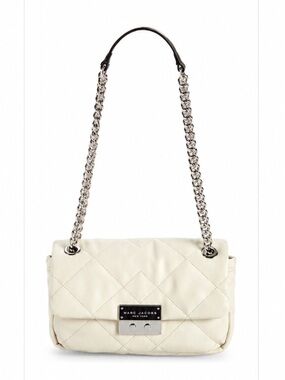 Marc Jacobs Leather Quilted Moto Shoulder Bag Cloud White NWT